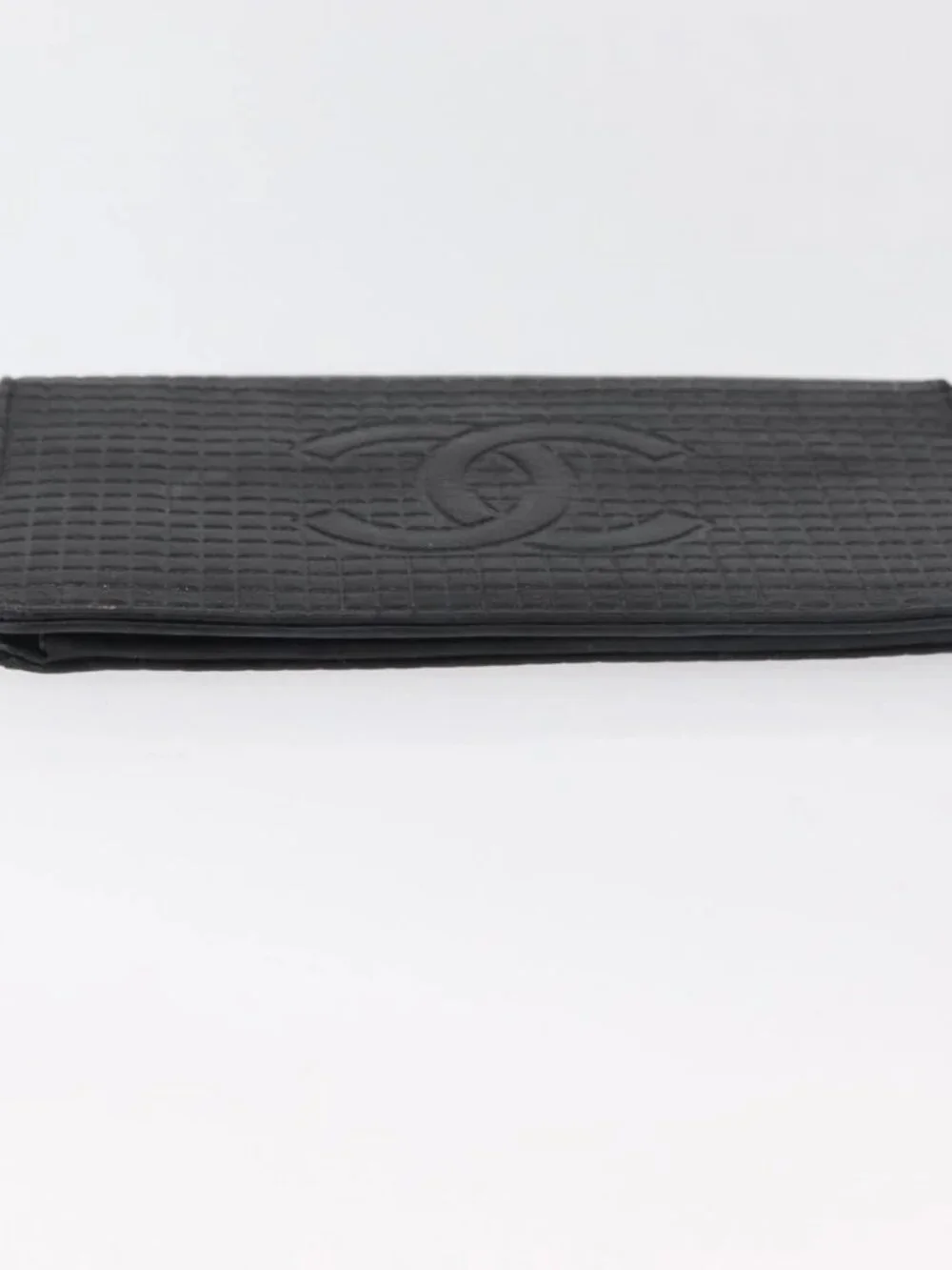 CHANEL Wallet Leather 2 Set Black CC Auth BA12679
